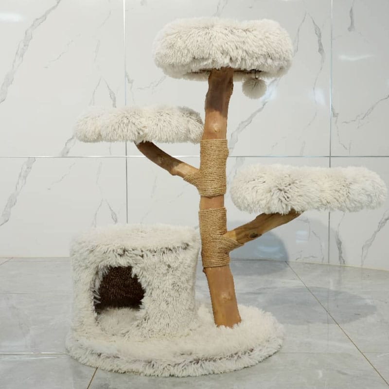 02-Natural-Solid-Wood-Cloud-Cat-Tree-(Integrated-Cat-Cave)-3