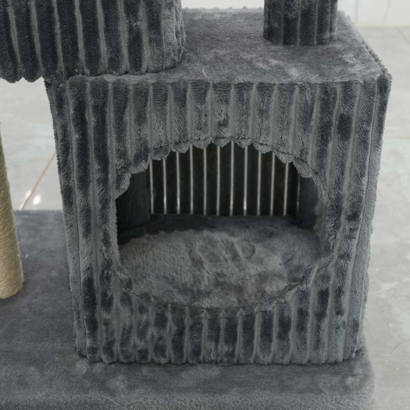 04-Dark-Gray-Striped-Double-Condominium-Cat-Tree-(Lookout-Tower-Style)-2