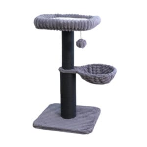 Double-layer basket-style sisal cat scratcher with cat bed