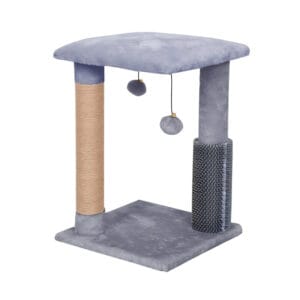 Multifunctional Small Cat Tree with Sisal Scratching Post & Grooming Brush