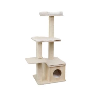 Multi-layer solid wood cat tree (with cat cave + sisal scratching post)