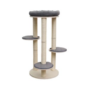 Multi-layer solid wood cat tree (with sisal scratching posts + plush cushions)