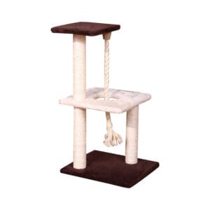 2-level cat tree (with sisal scratching post + hanging rope toy)