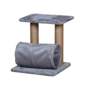2-level cat tree (with sisal scratching posts + plush tunnel)